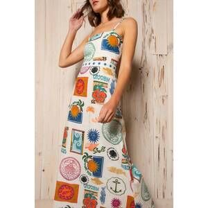 NEW ANNA CATE lynn midi dress in white tropic